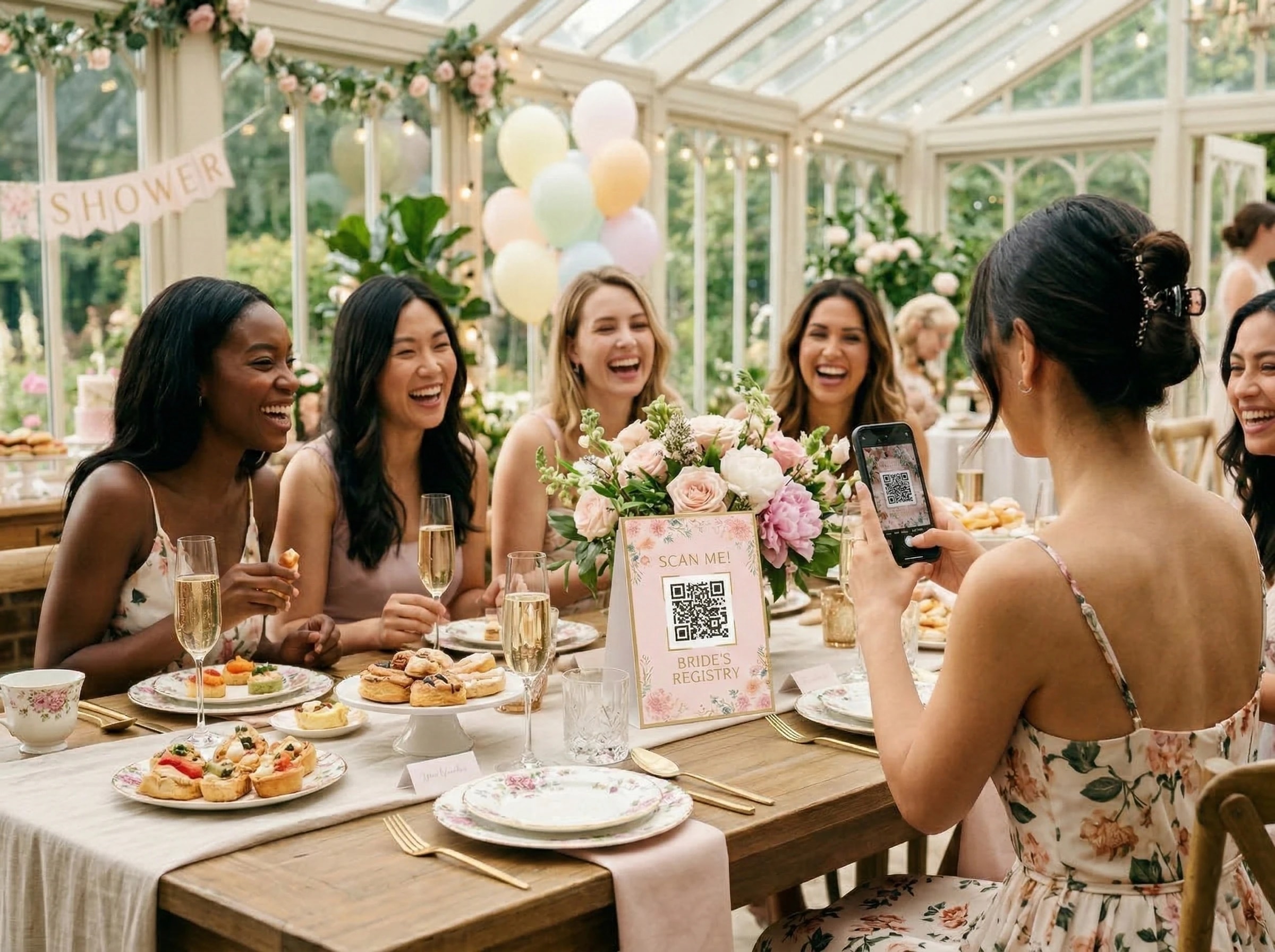 QR-Code für Bridal Shower-Fotos | Sofortiges geteiltes Album