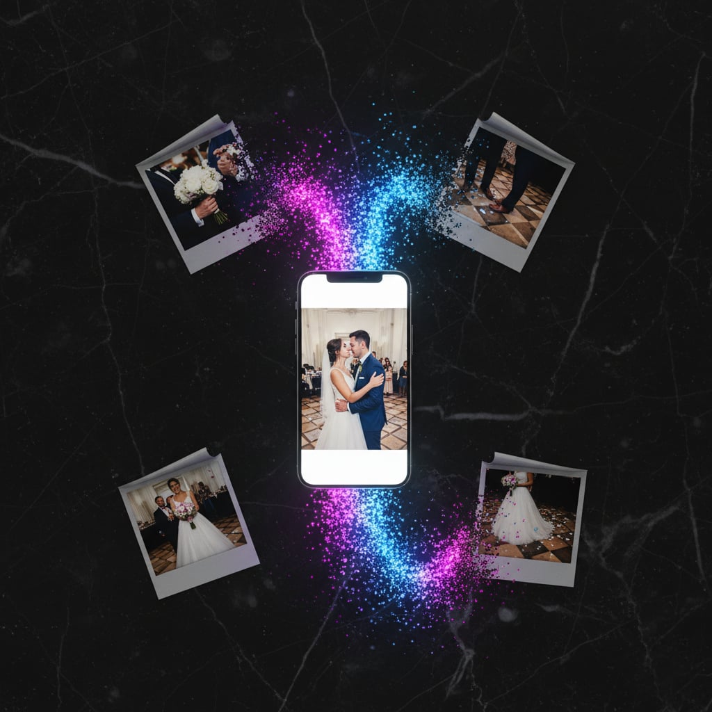 Origin story - Empty photo album and scattered photos